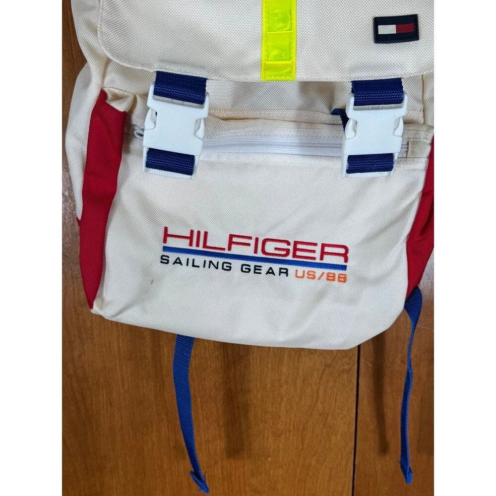 Vintage Rare Tommy Hilfiger Sailing Gear US/88 Backpack‎ Bag White